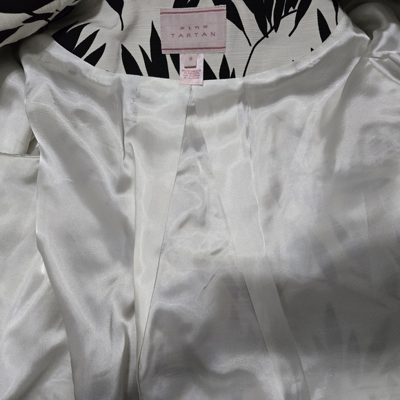 PINK TARTAN Black And White Tropical Cotton Blazer.size 8 - Picture 11 of 13